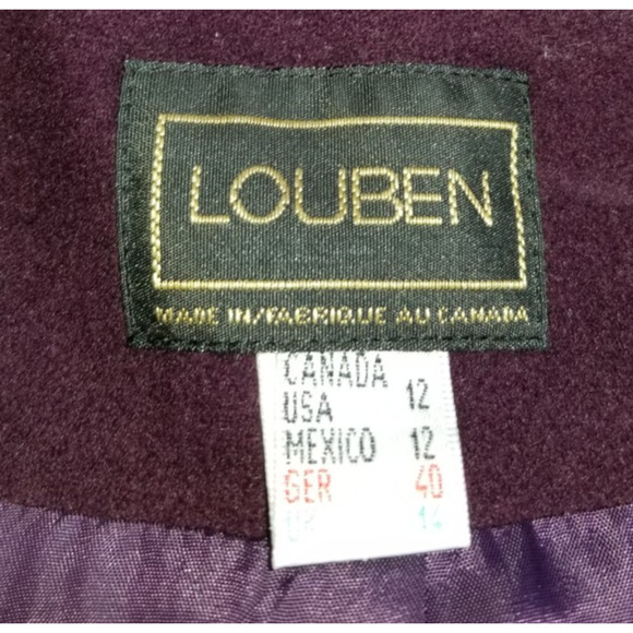 VINTAGE Womens Jacket-LOUBEN-purple wool blend lined button-up-12 - Picture 5 of 5